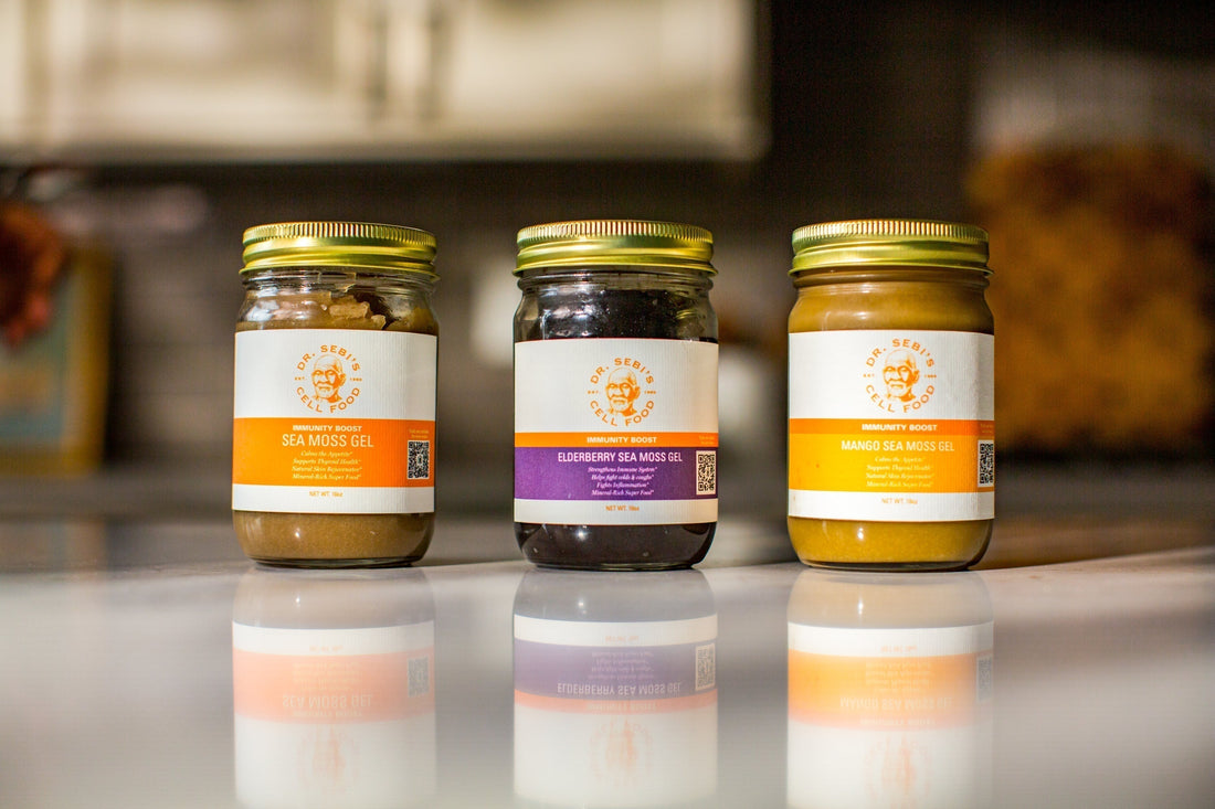 Dr. Sebi's Sea Moss Gel line — wildcrafted Chondrus crispus from the cold North Atlantic